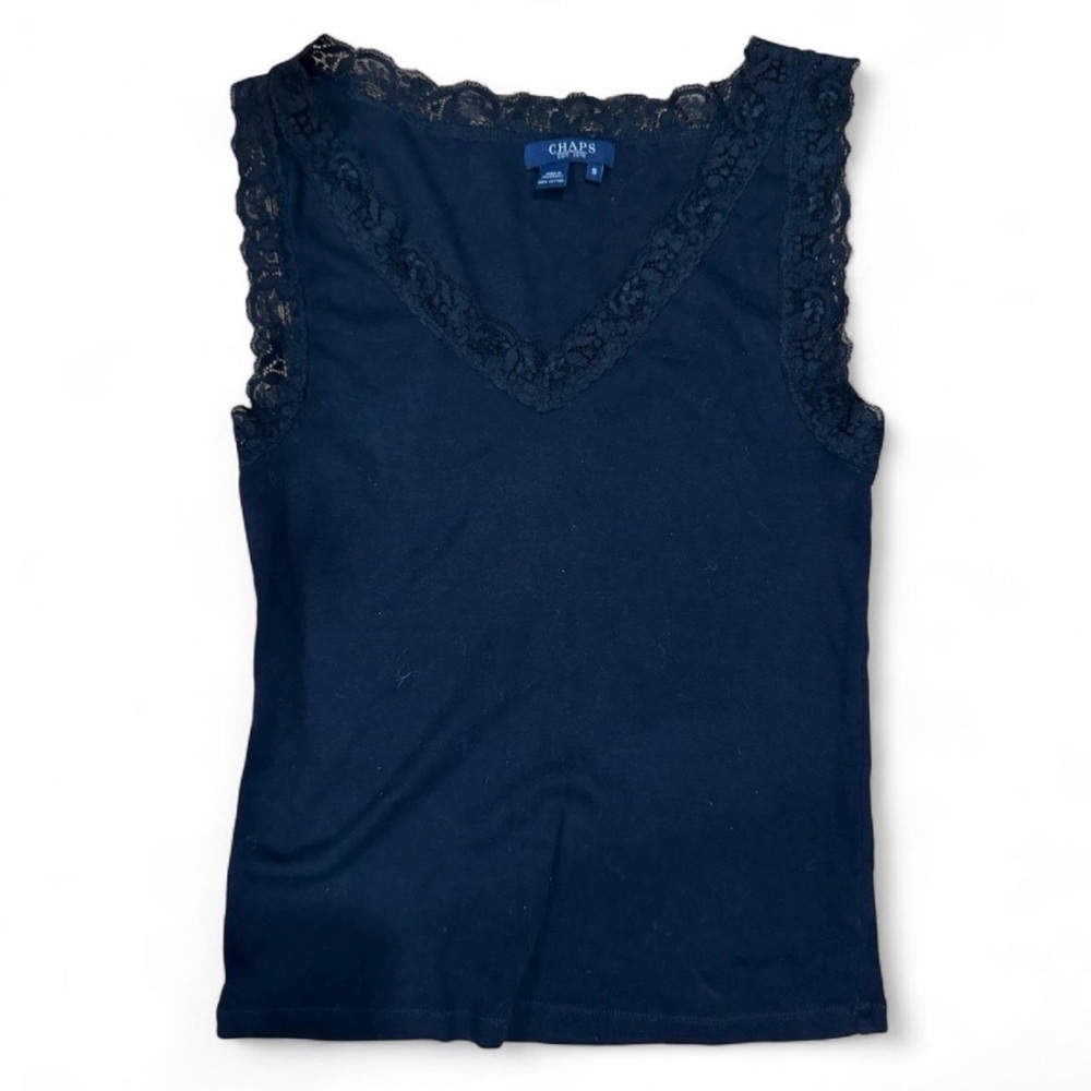 Chaps Black Lace Camisole/Tank top
